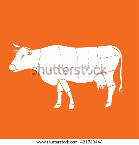 Cow Meat Stock Vector 421760446 : Shutterstock