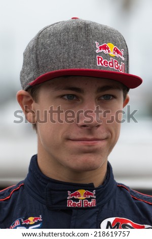 San Pedro, CA - SEP 20: Michael Dejong rally driver at the Red Bull GRC Global Ralleycross in San Pedro, CA on September 20, 2014.