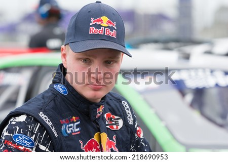 SAN PEDRO, CA - SEP 20: Joni Wiman rally driver at the Red Bull GRC Global Ralleycross in San Pedro, CA on September 20, 2014
