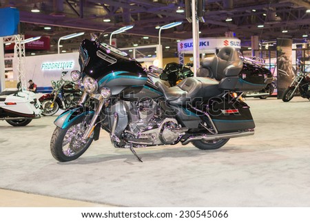 Long Beach, CA - November 13, 2014: Harley-Davidson Electra Glide Ultra Classic Motorcycle 2015 motorcycle on display at the International Motorcycle Show