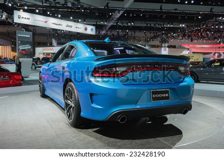 Los Angeles, CA - November 19, 2014: Dodge Charger SRT Hellcat on display on display at the LA Auto Show