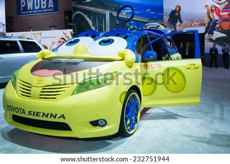 Los Angeles, CA - November 19, 2014: Toyota Sienna SpongeBob on display at the LA Auto Show