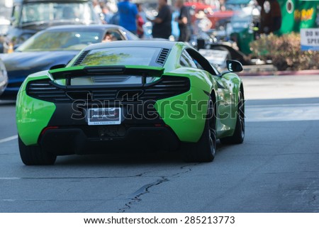 Woodland Hills, CA, USA - June 7, 2015: McLaren MP4 car on display at the Supercar Sunday car event.
