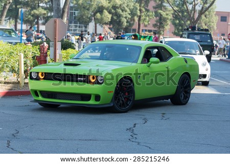Woodland Hills, CA, USA - June 7, 2015: Dodge Challenger SRT car on display at the Supercar Sunday car event.
