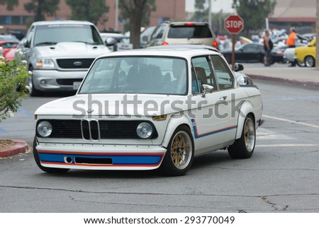 Woodland Hills, CA, USA - July 5, 2015: BMW 2002 Turbo car on display at the Supercar Sunday car event.