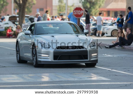 Woodland Hills, CA, USA - July 19, 2015:  Nissan GT-R car on display at the Supercar Sunday car event.