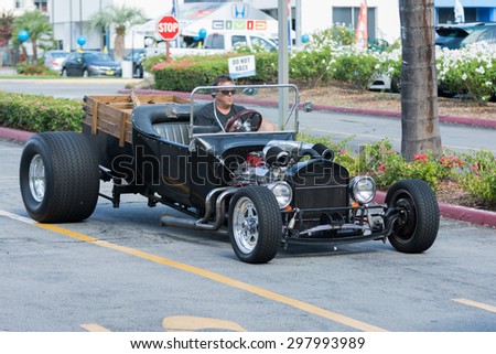 Woodland Hills, CA, USA - July 19, 2015:  Hot Rod car on display at the Supercar Sunday car event.