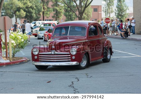 Woodland Hills, CA, USA - July 19, 2015:  Ford Super Deluxe car on display at the Supercar Sunday car event.