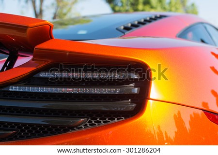 Close-up view of sports car rear light.
