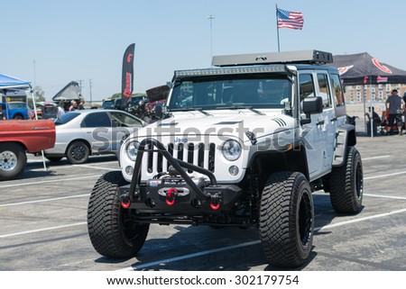 Anaheim, CA, USA - August 1, 2015: Jeep Wrangler Rubicon on display during Auto Enthusiast Day car show.