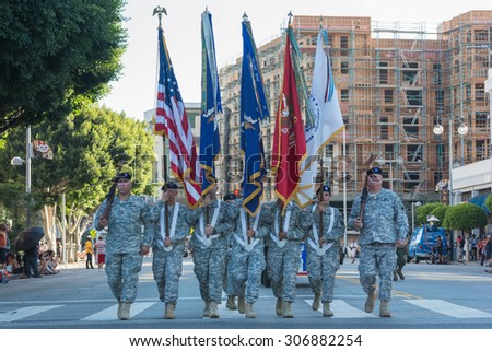 Los Angeles, CA - USA - August 16, 2015:  Japomese American World War II Veterans during 75th Annual Nisei Week Grand Parade in Little Tokyo.