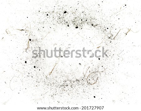 Dust and dirt on white background
