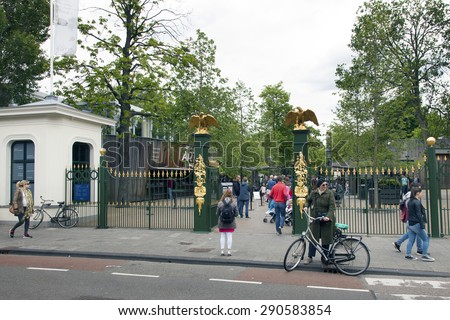 Amsterdam, Netherlands, 20 june 2015: people at the entrance to the zoo of artis amsterdam