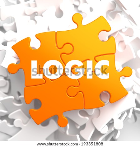 Logic on Orange Puzzle on White Background.