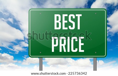 Highway Signpost with Best Price wording on Sky Background.