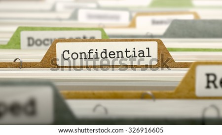 Confidential Concept. Colored Document Folders Sorted for Catalog. Closeup View. Selective Focus.