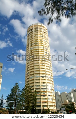 The iconic round Focus Building in Surfers Paradise Gold Coast Australia.