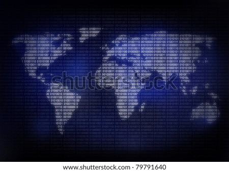 earth map with binary code