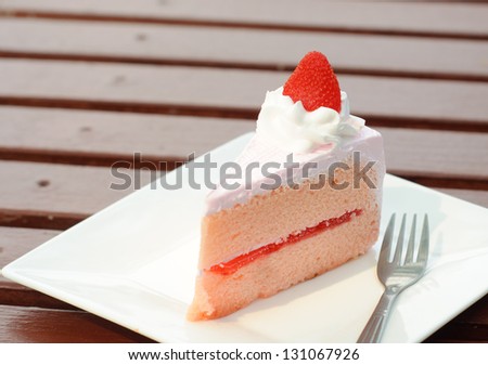 strawberry cheese cake in the cafe