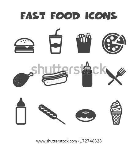 fast food icons, mono vector symbols