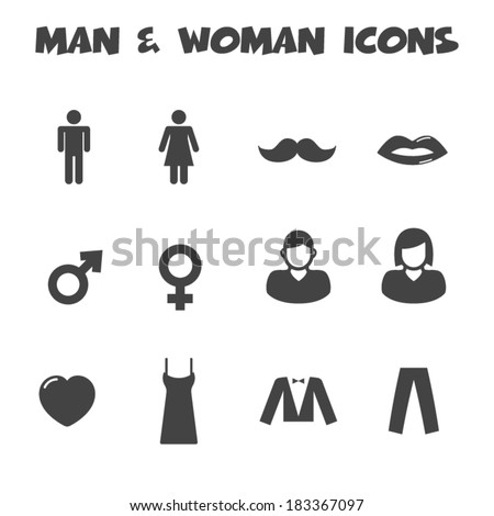 man and woman icons, mono vector symbols