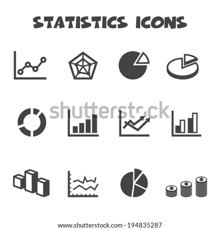 statistics icons, mono vector symbols