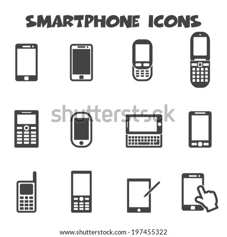 smartphone icons, mono vector symbols