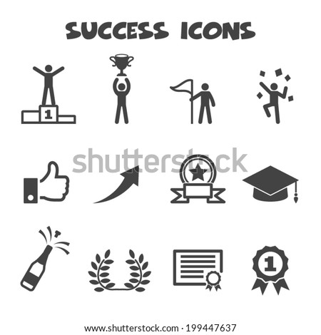 success icons, mono vector symbols