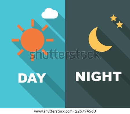 Day And Night Long Shadow Flat, Vector Symbols - 225794560 : Shutterstock