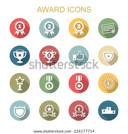 award long shadow icons, flat vector symbols
