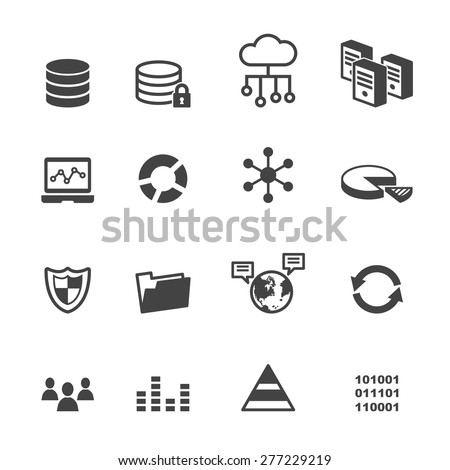 data icons, mono vector symbols