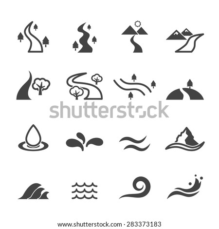 river icons, mono vector symbols