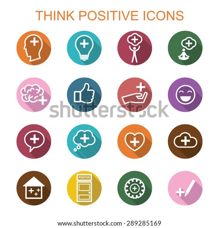 think positive long shadow icons, flat vector symbols