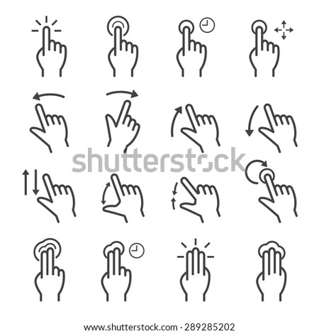 touch screen icons, mono vector symbols