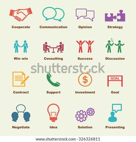 negotiation elements, vector infographic icons