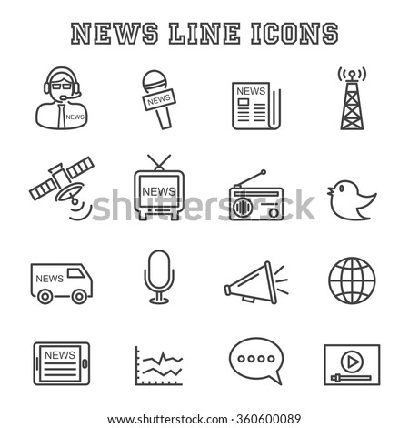 news line icons, mono vector symbols