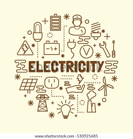 electricity minimal thin line icons set, vector illustration design elements