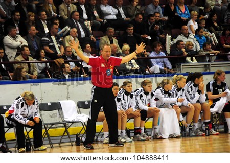 MINSK, BELARUS - MAY 30: Germany\'s national team coaching staff during qualifying match (Belarus Germany) on May 30, 2012 in Minsk, Belarus