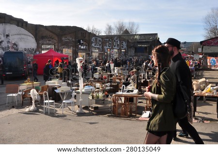BERLIN - March 1st: Flowmarkt (flea market). Taking place from April till October on every first and third Sunday on March 1 2015 in Berlin, Germany.