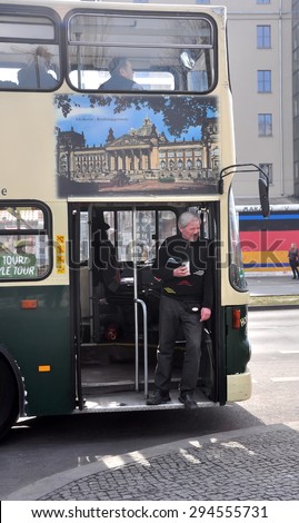 BERLIN MARCH 5: Unidentified driver of the City tour bus on March 5, 2015.