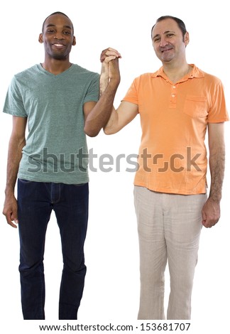 Gay Couple. Older Russian man with younger black male.