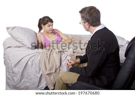 father scolding lazy daughter who wont get out of bed