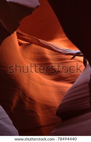 Reflection of light off the walls in Antelope Canyon