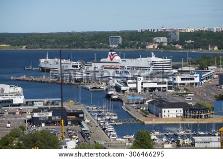 TALLINN, ESTONIA - AUGUST 01, 2015: View of the passenger terminal D of the sea port of Tallinn