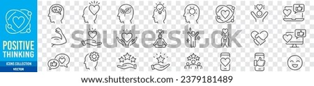 Positive thinking Psychology Friendship Partnership Peace Charity editable stroke line icons collection vector