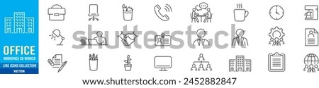 Office icon set. workspace co-worker line icons collection vector collection.