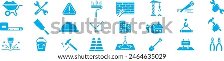 Build construction and Building reconstruction icons set. architecture, building, crane, house, land, excavator, maintenance, engineer, carpenter, contractor, worker Editable stroke icons collection v