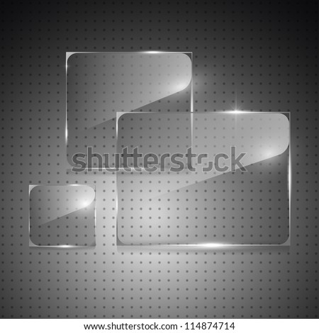 Glowing glass panels on a metal background. Vector.