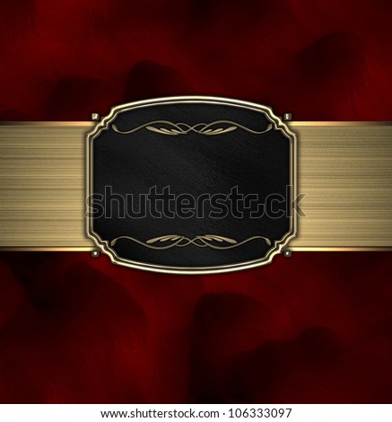 Gold Pattern on a black plate on a red background