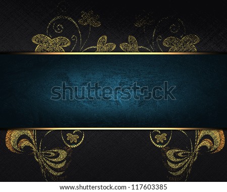 The template for the inscription. Black background with gold flower and with a blue nameplate.